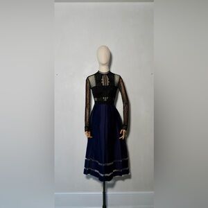 Self-Portrait Black and Navy Lace Dress